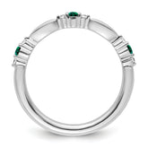 14k White Gold Stackable Expressions Created Emerald and Dia. Ring